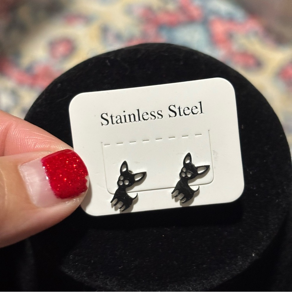 Chihuahua Earrings - Stainless Steel, Stud-Style Earrings, Small Dog Silouhette!
